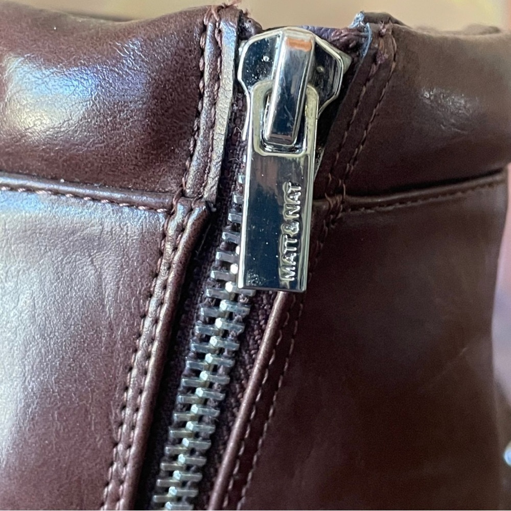 Matt & Nat Brown Potter Combat Boots Lace-Up Zip-up Design - Picture 7 of 10